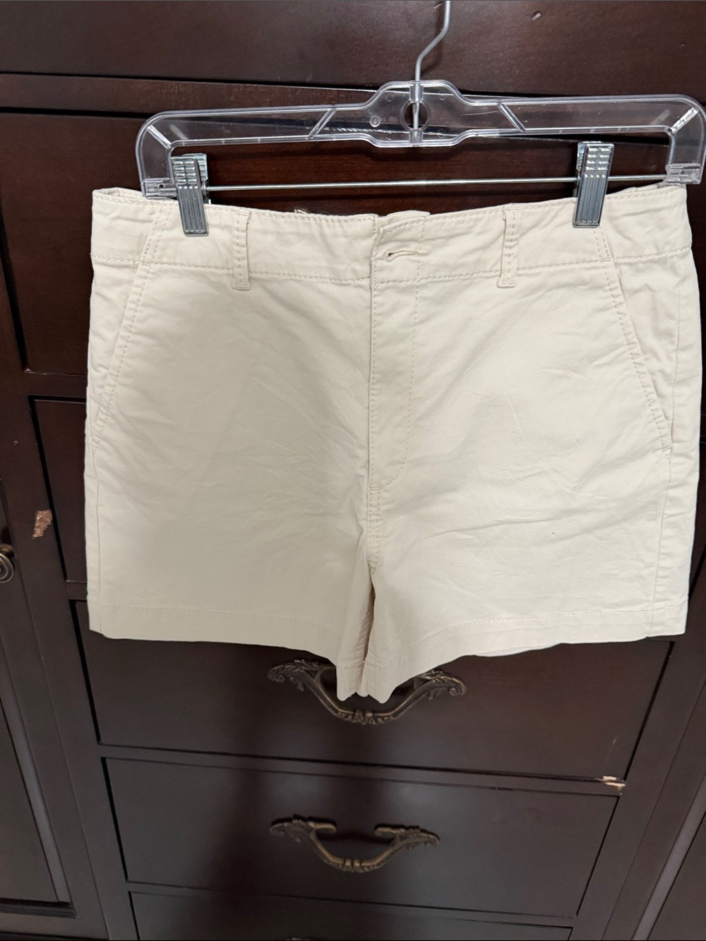 LOFT Cream High-Rise Cotton Shorts